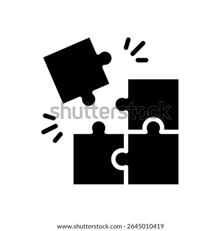 Team Misalignment Icon Glyph Style Puzzle Pieces Conflict Disconnection Solid Silhouette Symbo