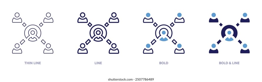 Team motivation icon in 4 different styles. Thin Line, Line, Bold, and Bold Line. Duotone style. Editable stroke.