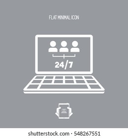 Team network services 24/7 - Vector flat icon