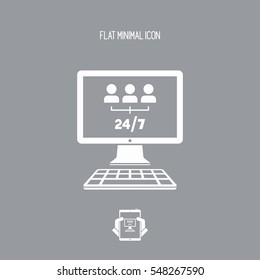 Team network services 24/7 - Vector flat icon