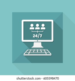 Team network services 24/7 - Vector flat icon