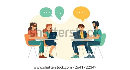 team of office workers, vector 