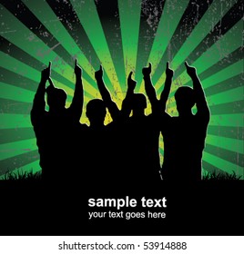 team on the background - vector poster