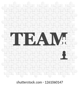 Team and one abstract person. VECTOR illustration. Jigsaw puzle background.