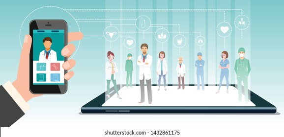 Team Of Online Doctors. Medical Concept Design