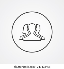 team outline thin symbol, dark on white background, logo editable, creative template 
