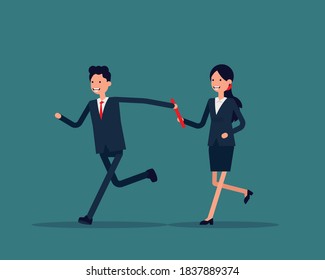Team passed from hand to hand relay baton. Business relay