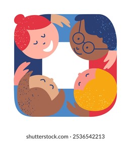 Team of people celebrate success in work collaboration together, giving high five with joy. Unity and support between colleagues concept. Hand drawn vector illustration.
