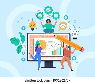 Team people characters development business project. start up strategy management concept. Vector flat graphic design illustration