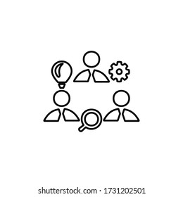 Team Of People With Different Skills. Colloboration Symbol. Team Member Roles Icon. Flat Business Icon.