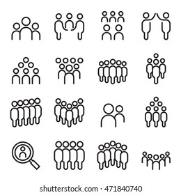 Team , People, Group, Human , Staff Icon Set In Thin Line Style