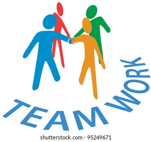 Team of people join hands as symbol of  teamwork collaboration or cooperation