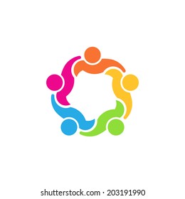 Team People Logo 5 Council.Concept Group Of People United, Social Guys, Partners.Vector Icon