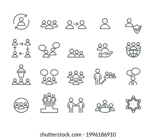Team and People Simple Icons Set,Editable Stroke,Vector Line 