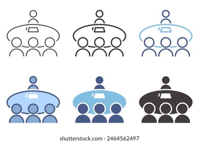 Team von Leuten, die um den Tisch sitzen mit einem Business Meeting Vektorgrafik Symbol