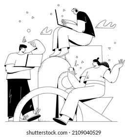 Un equipo de personas está trabajando en un proyecto. Socios comerciales, personal de la empresa, colegas. 