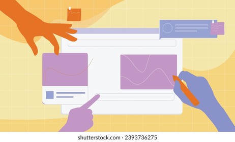 Team people working on web site development and design.