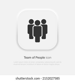 Icono vectorial del equipo de personas. Símbolo de trabajo en equipo al estilo neumorfista. EPS vectorial 10