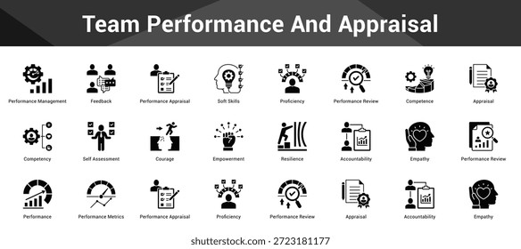 Equipo Conjunto cohesivo de iconos vectoriales minimalistas que representan ideas clave con claridad visual