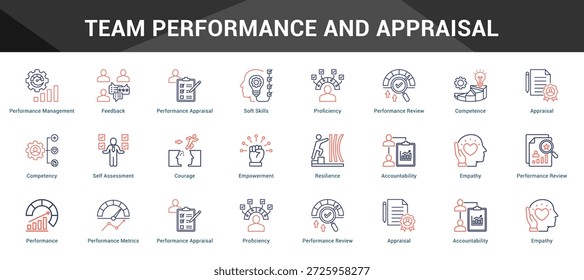 Equipo Conjunto cohesivo de iconos vectoriales minimalistas que representan ideas clave con claridad visual