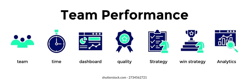 Team Performance Banner Web Icon Vector Illustration Concept For Team, Time, Dashboard, Quality, Strategy, Win Strategy, Analytics