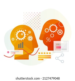 Team Performance -  Human Head with process and Analytics  - Illustration as EPS 10 File