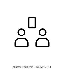Team phone icon, vector. Mobile concept and web apps illustration. Thin line icon for website design and development, app development. Premium icon