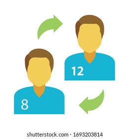 Diseño de icono plano del vector del Team Player, concepto de regla de fútbol de asociación de transferencia, 
