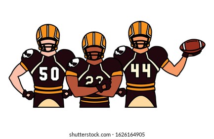 team of players american football , sportsmen with uniform vector illustration design