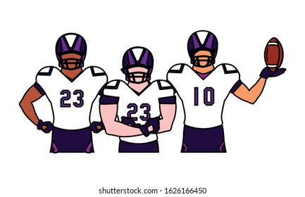 team of players american football , sportsmen with uniform vector illustration design