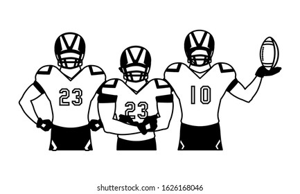 team of players american football , sportsmen with uniform vector illustration design