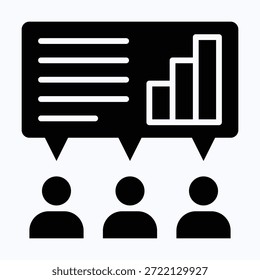 Team Presentation Report Isolated Vector Black Solid Style Icon
