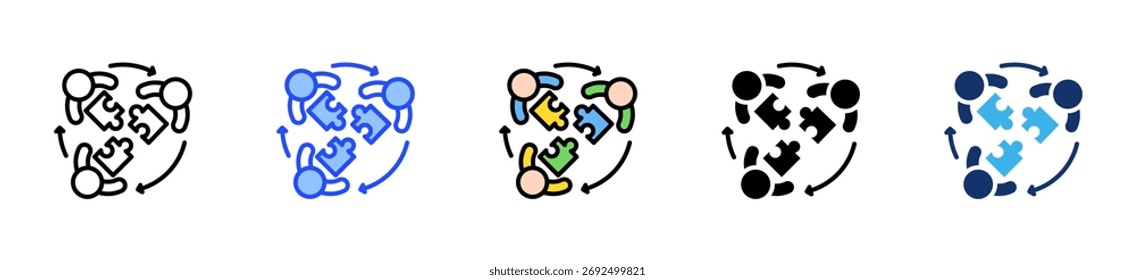 Team Problem Solving Icon Collection With Multiple Styles