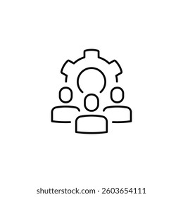 Team process linear icon. Teamwork line customizable illustration. Contour symbol. Vector isolated outline drawing. Editable stroke