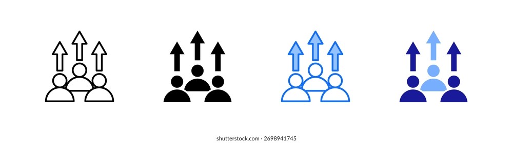 Vetor de Conjunto de Ícones de Vários Estilos de Produtividade da Equipe
