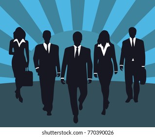 team of professionals peoples grey blue vector