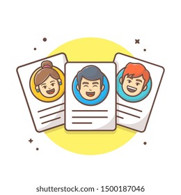 Team Profile Card With Character Vector Icon Illustration. Team Office Character Icon Concept White Isolated. Flat Cartoon Style Suitable for Web Landing Page, Banner, Sticker, Background