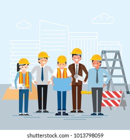 team project in construction site