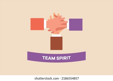Team putting their hands together in training class. Training and workshop business concept. Vector Illustration.