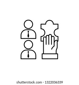 team , puzzle, hand icon. Element of teamwork for mobile concept and web apps illustration. Thin line icon for website design and development, app development