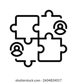 Team Puzzle Pieces line icon. linear style sign for mobile concept and web design. Outline vector icon. Symbol, logo illustration. Vector graphic
