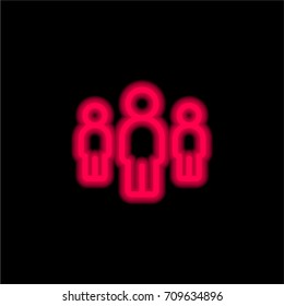 Team red glowing neon ui ux icon. Glowing sign logo vector