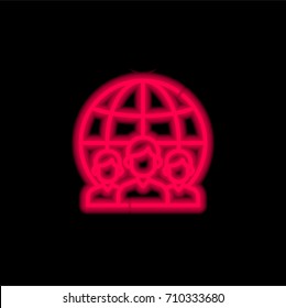 Team red glowing neon ui ux icon. Glowing sign logo vector