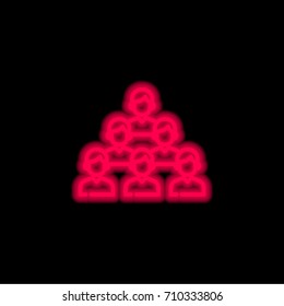 Team red glowing neon ui ux icon. Glowing sign logo vector