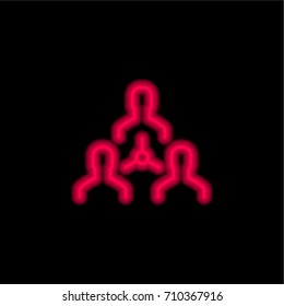 Team red glowing neon ui ux icon. Glowing sign logo vector
