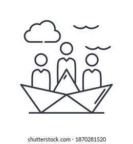 Team relationship image icon, linear isolated illustration, thin line vector, web design sign, outline concept symbol with editable stroke on white background.