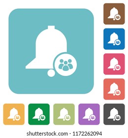 Team reminder white flat icons on color rounded square backgrounds