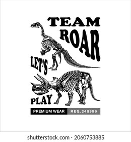 team roar skeleton vintage tshirt kids