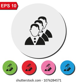 Team round colorful vector icon. Group of people flat illustration.