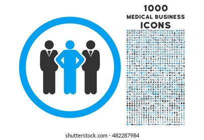 Team Rounded Vector Bicolor Icon With 1000 Medical Business Icons. Set Style Is Flat Pictograms, Blue And Gray Colors, White Background.